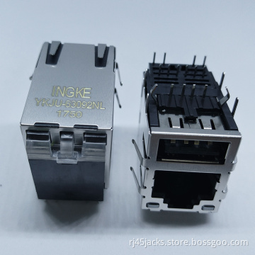 Ingke YKJU-63092NL 100% cross ARJE-0032 1 Port RJ45 with USB RJ45 Magnetic Modular Jacks